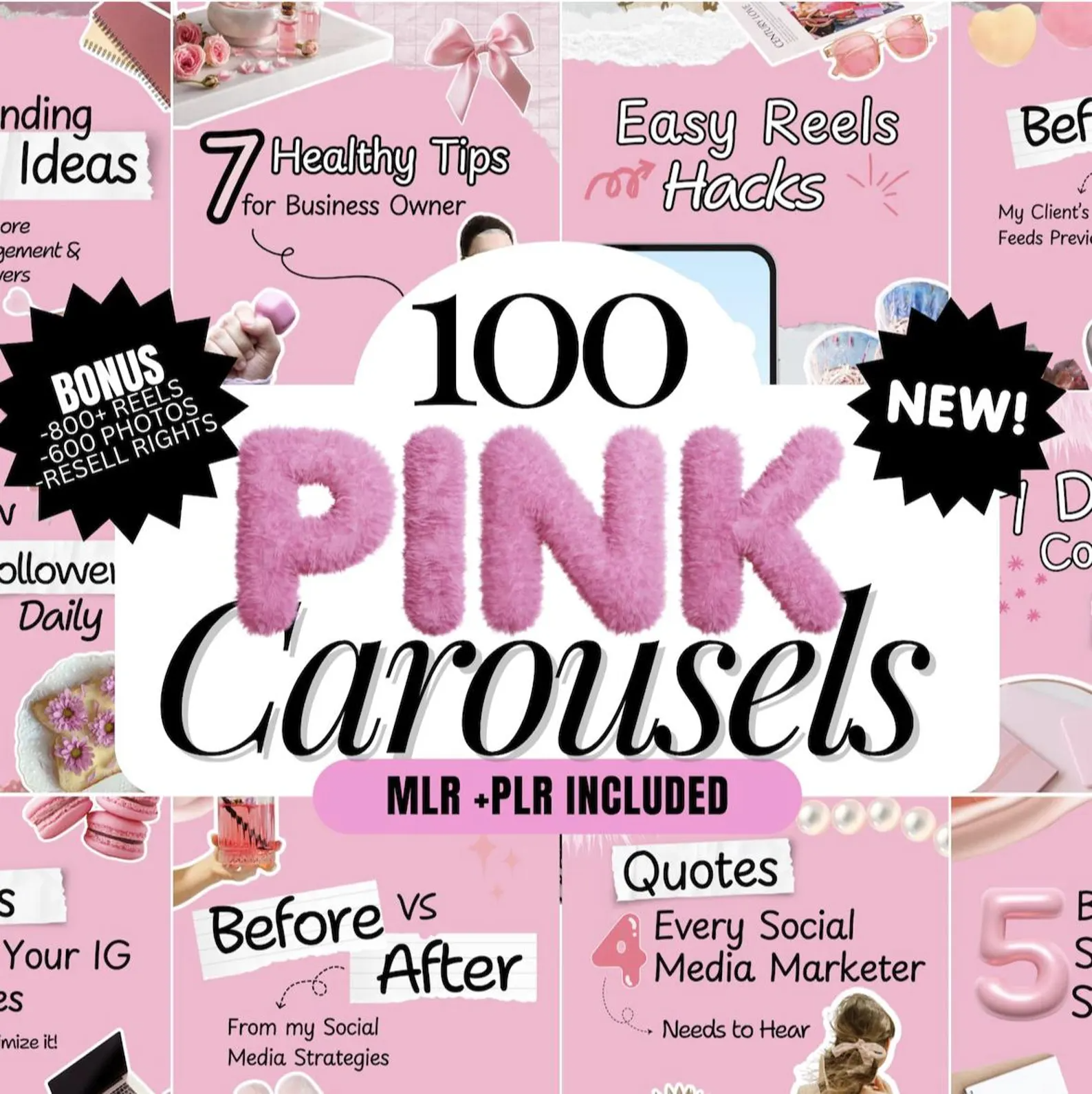 100 Stylish Pink Instagram Slide Designs, PLR