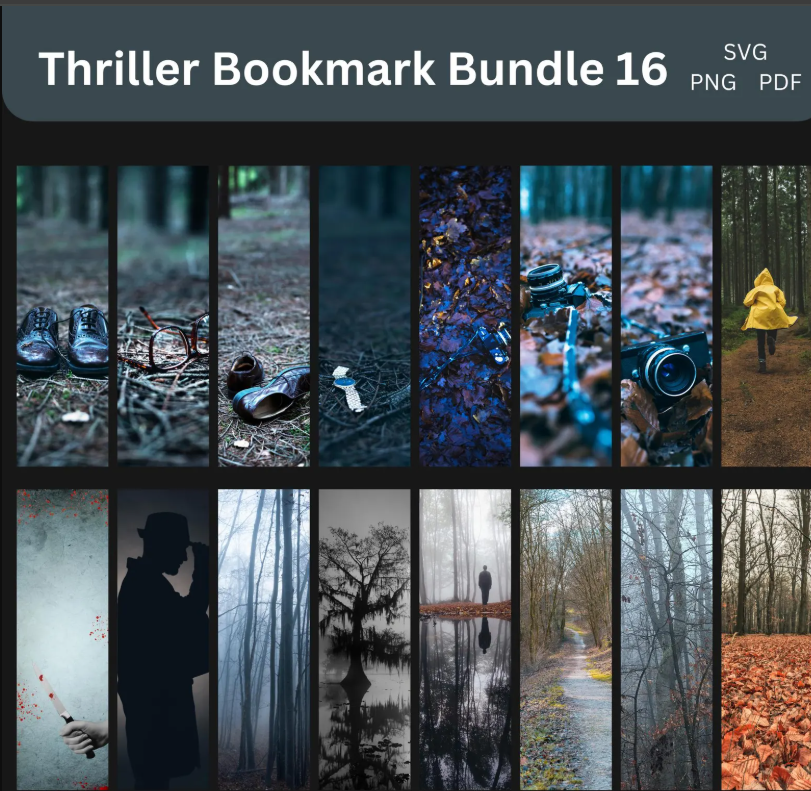 Thriller Bookmark Bundle, Horror Crime Thriller Bookmarks